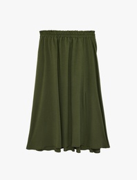 Rahat Kalıp Aerobin Kumaş Beli Lastikli Midi Çan Etek