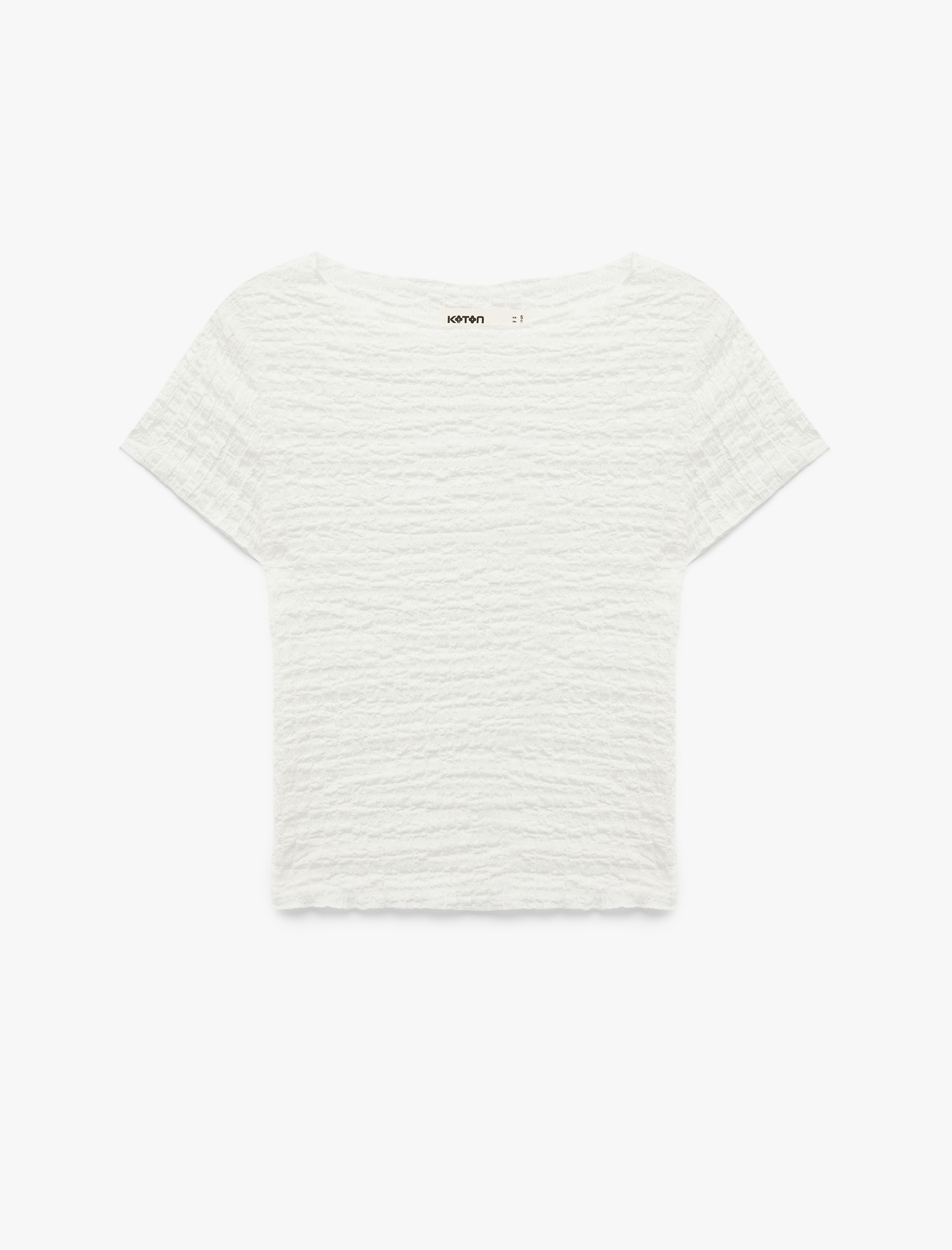   Bürümcük Kumaş Slim Fit  Kısa Kollu Yuvarlak Kayık Yaka Tişört