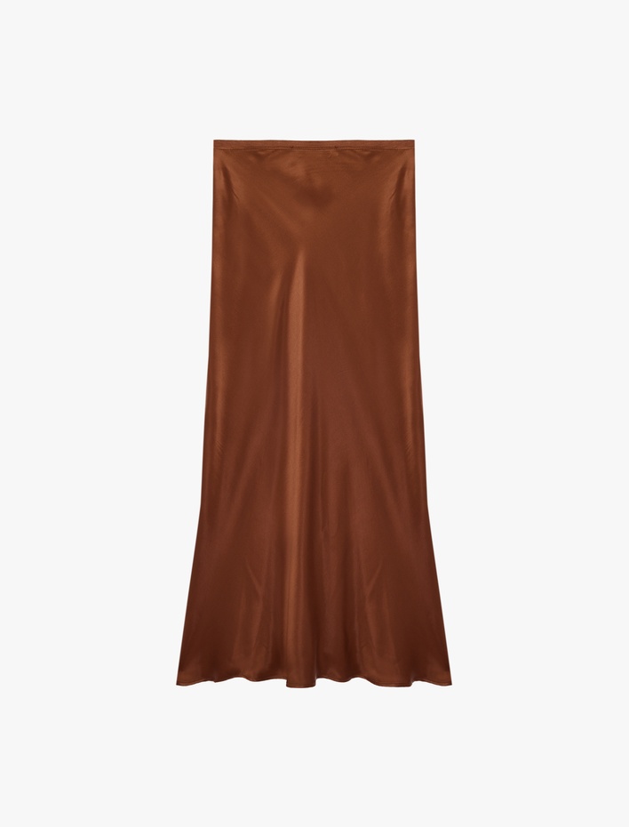  Standart Bel Midi Boy Saten Kloş Etek