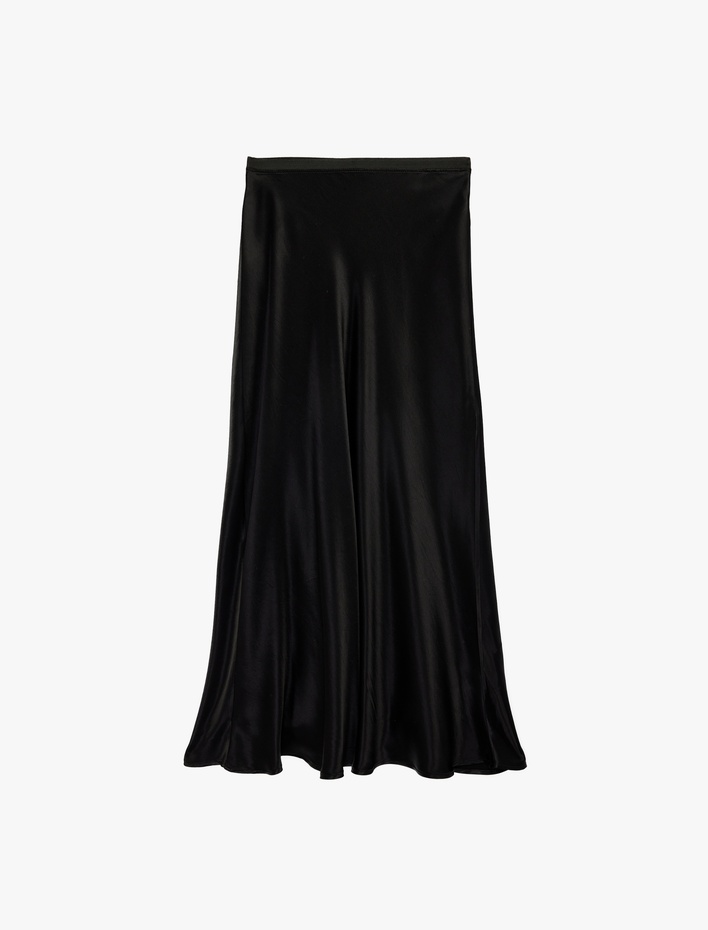  Standart Bel Midi Boy Saten Kloş Etek