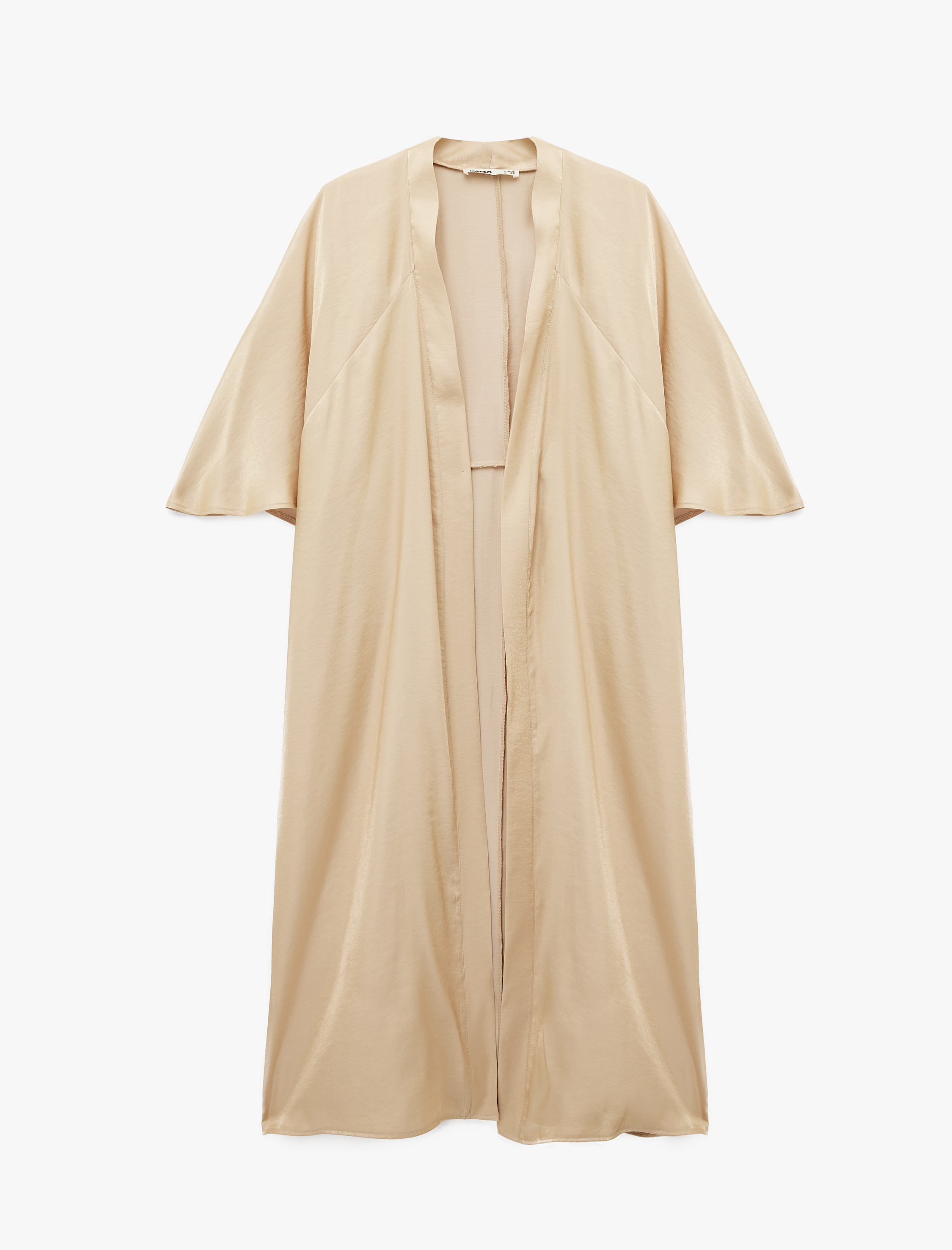   Rahat Kalıp Geniş Kol Uzun Saten Kimono Ceket