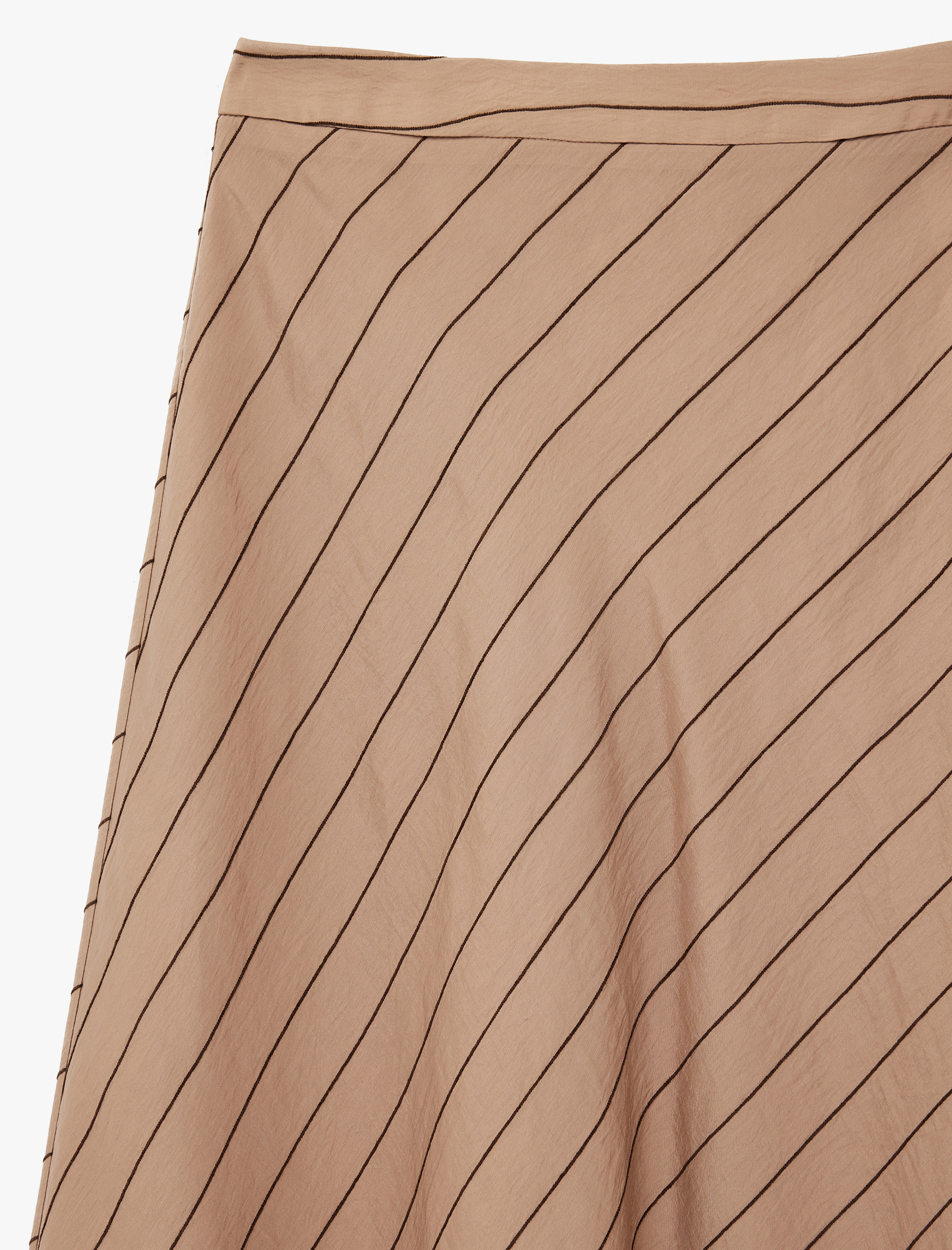   Modal Karışımlı Çizgili Kloş Midi Etek