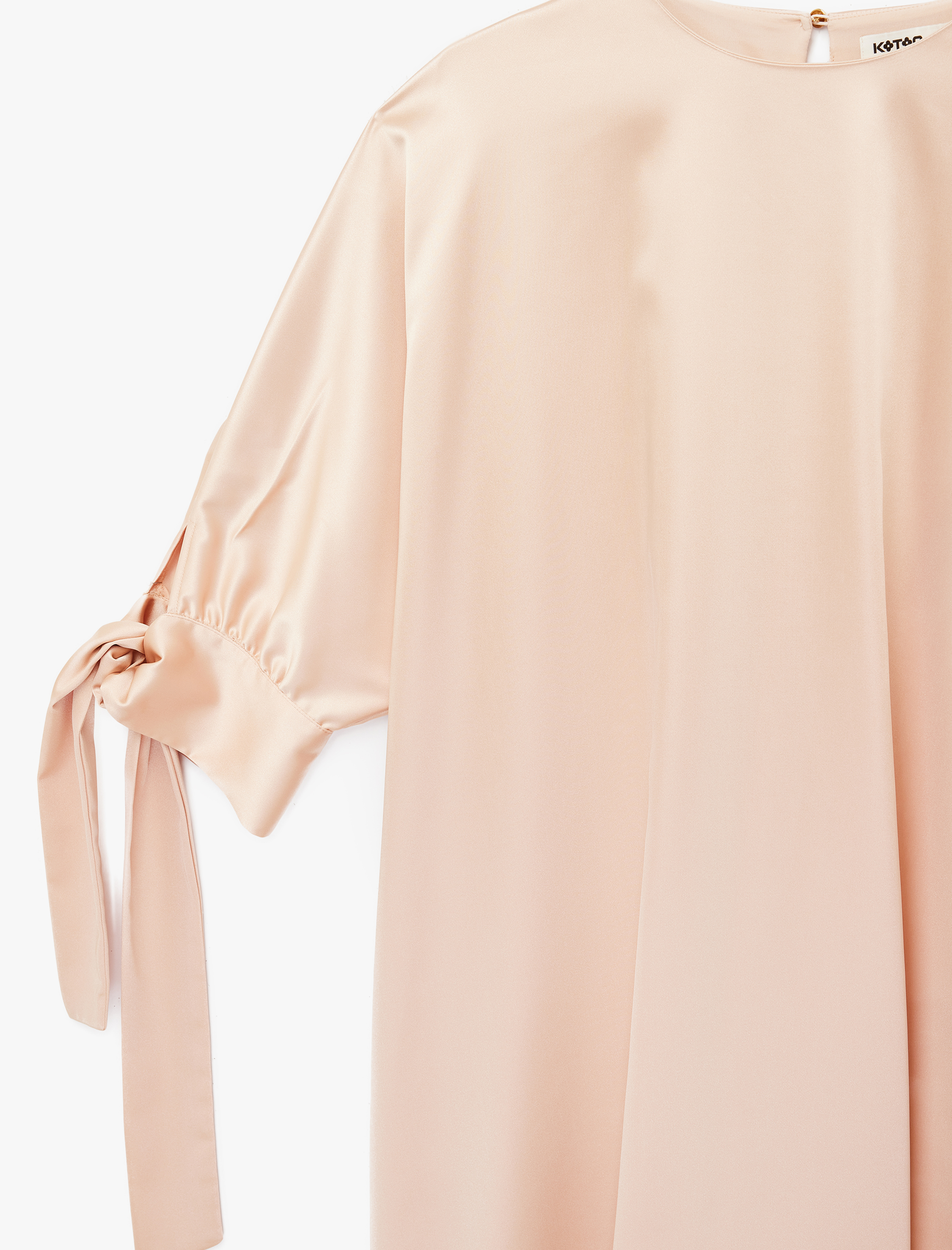   Rahat Kalıp A Kesim 3/4 Kollu Bisiklet Yaka Uzun Saten Elbise