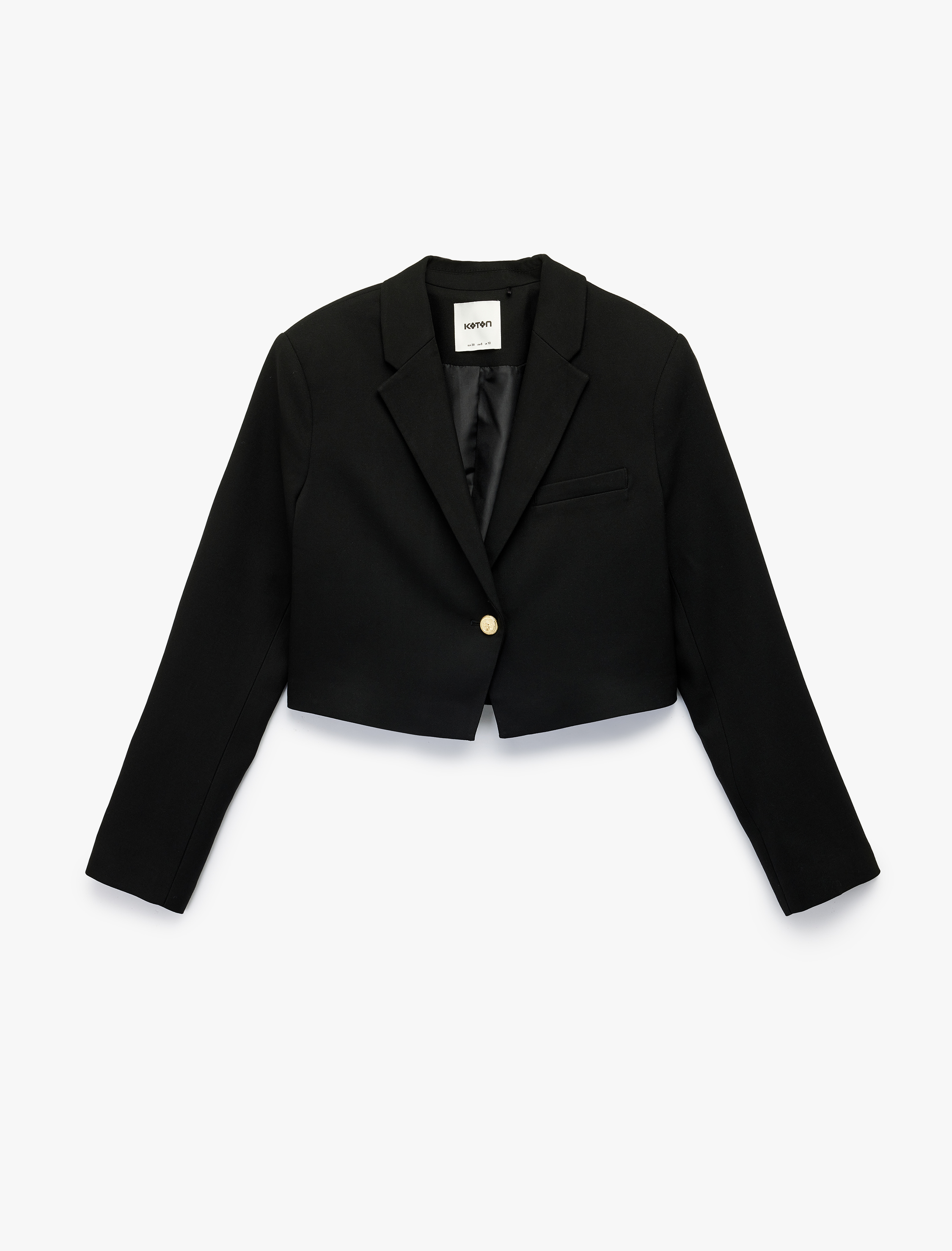   Uzun Kollu Kruvaze Düğmeli Crop Blazer Ceket
