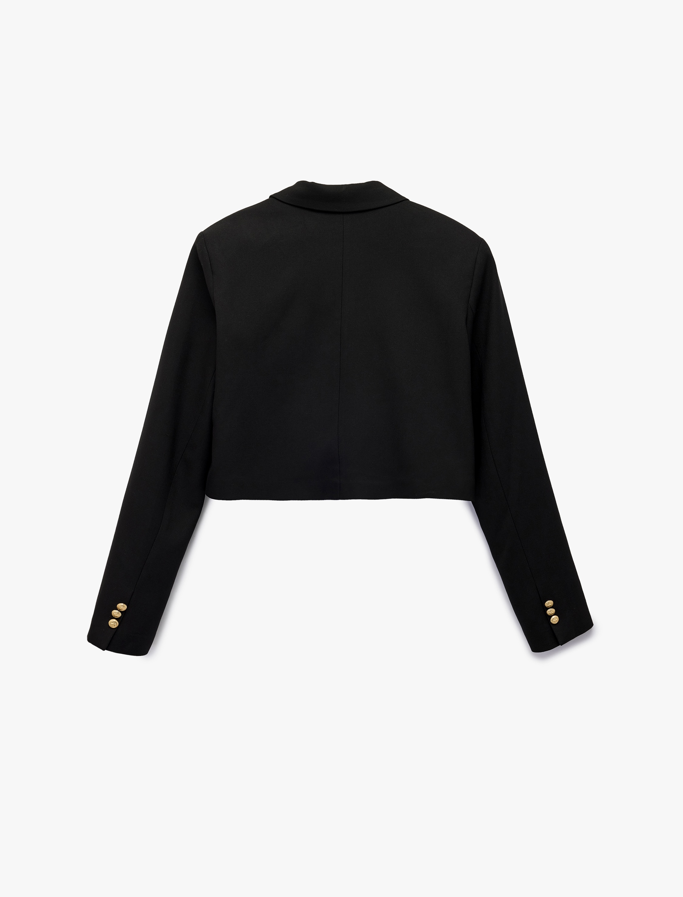   Uzun Kollu Kruvaze Düğmeli Crop Blazer Ceket