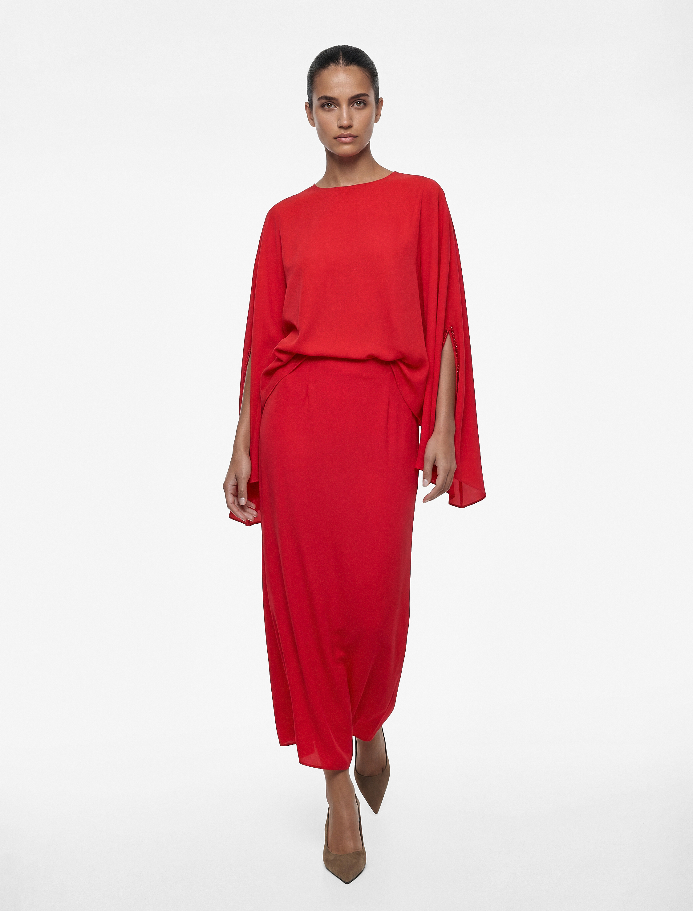   Balık Kesim Saten Uzun Etek