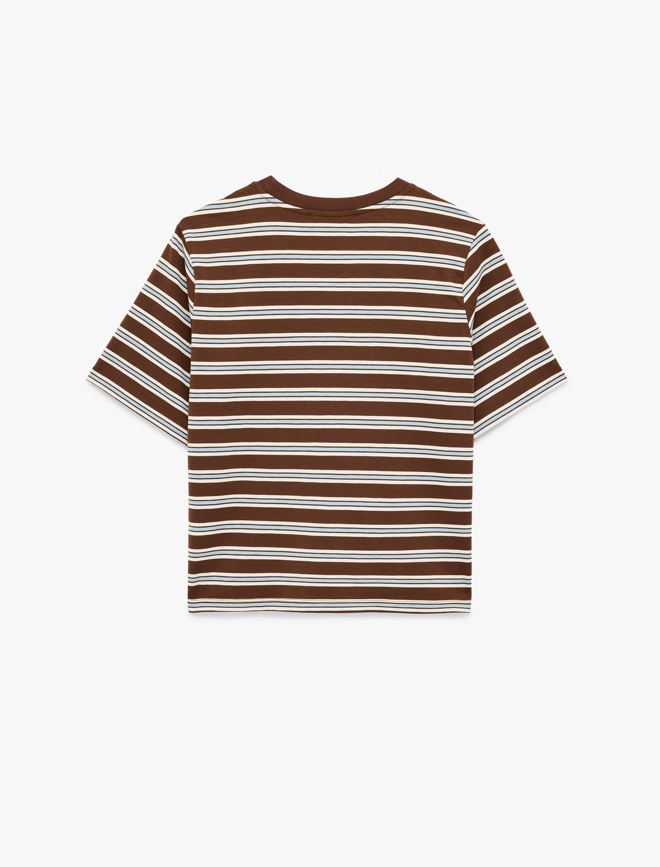   Regular Fit Kısa Kollu Bisiklet Yaka Çizgili Tişört