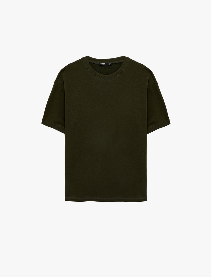  Kısa Kollu Bisiklet Yaka Basic Oversize Tişört