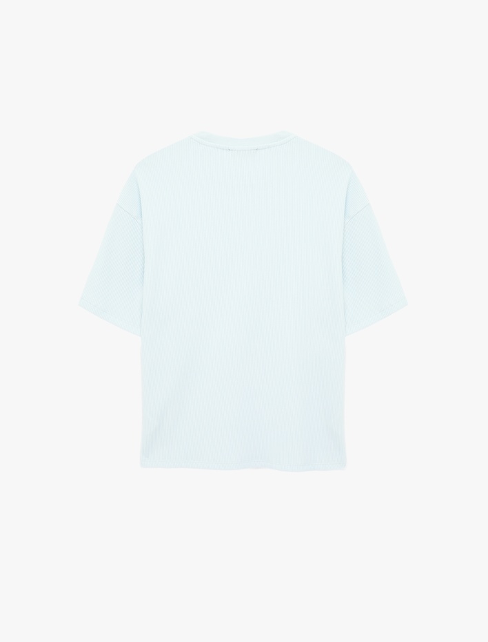  Kısa Kollu Bisiklet Yaka Pamuklu Basic Oversize Tişört