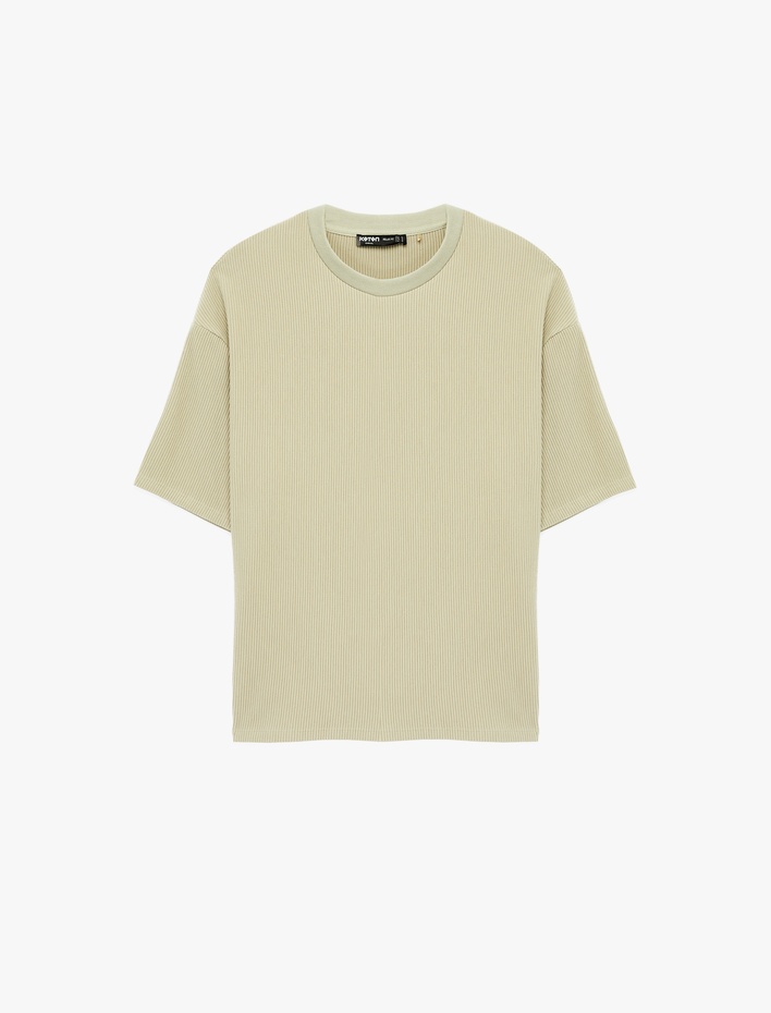  Kısa Kollu Bisiklet Yaka Pamuklu Basic Oversize Tişört