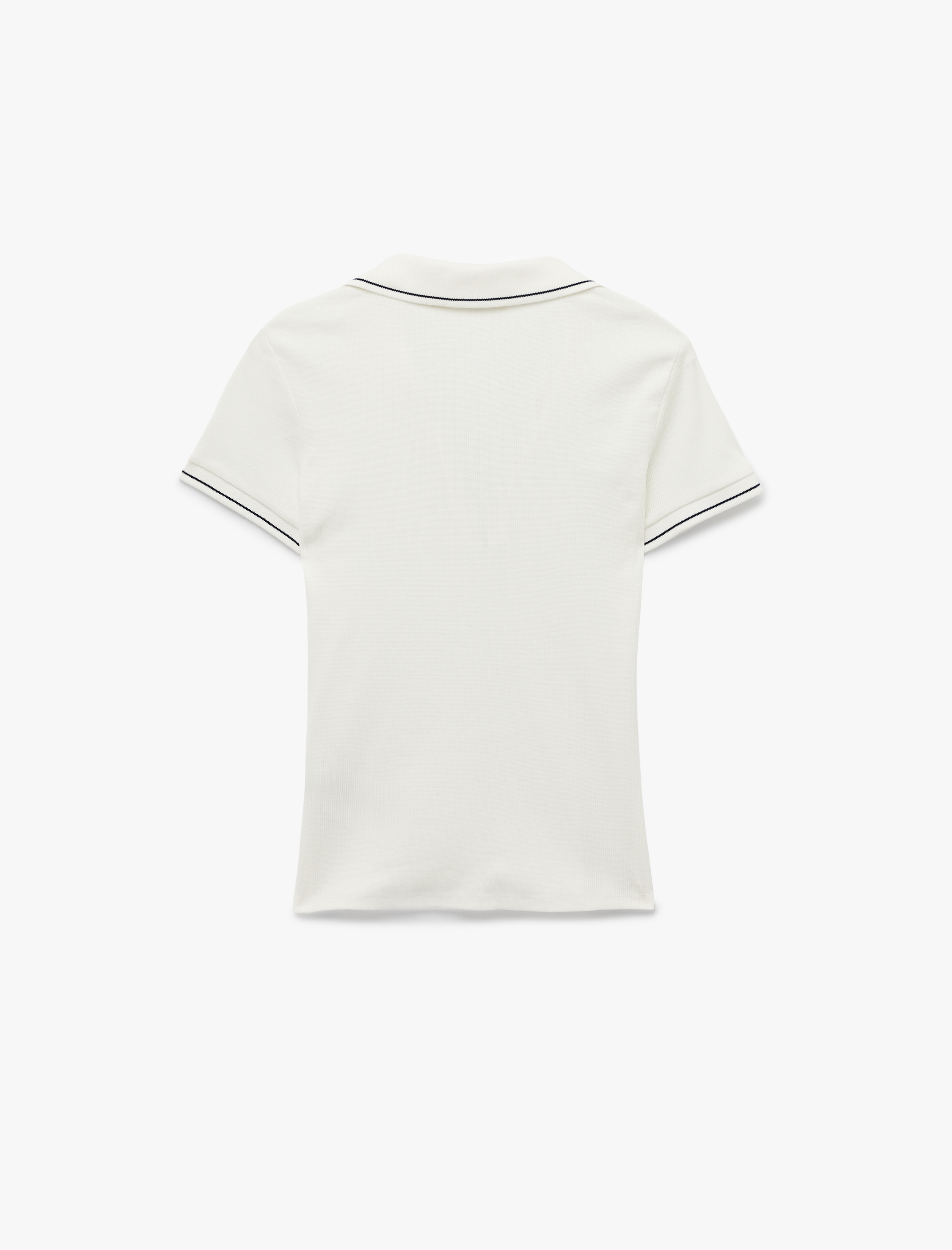   Pamuklu Kısa Kollu Polo Yaka Fitilli Tişört