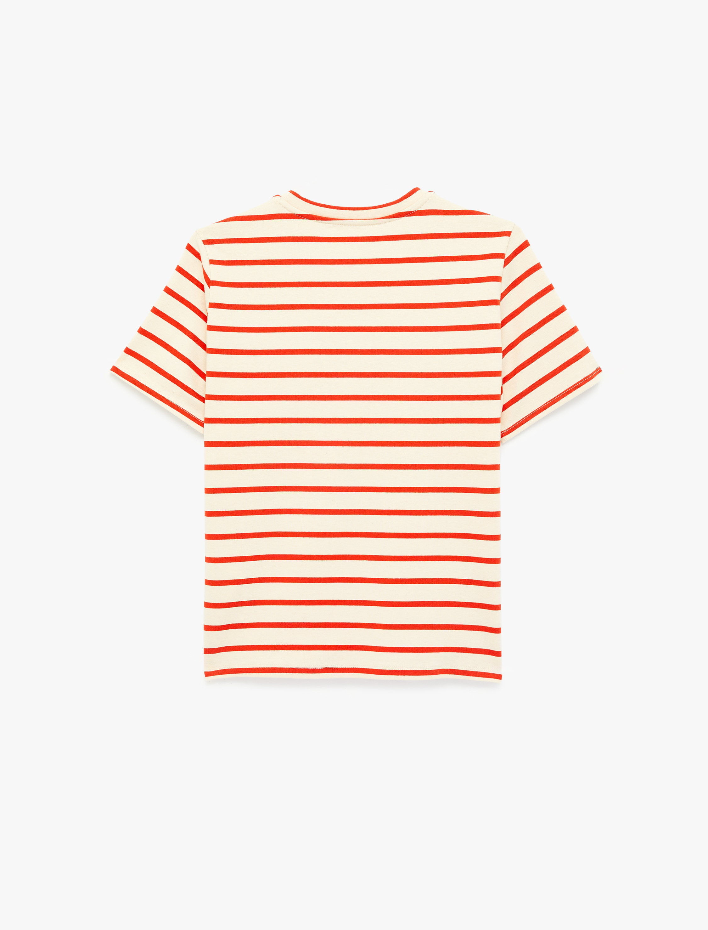   Pamuklu Kısa Kollu Bisiklet Yaka Çizgili Tişört