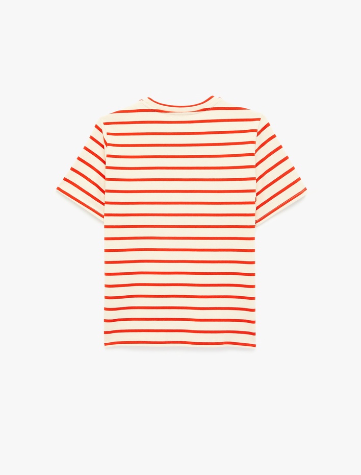  Pamuklu Kısa Kollu Bisiklet Yaka Çizgili Tişört