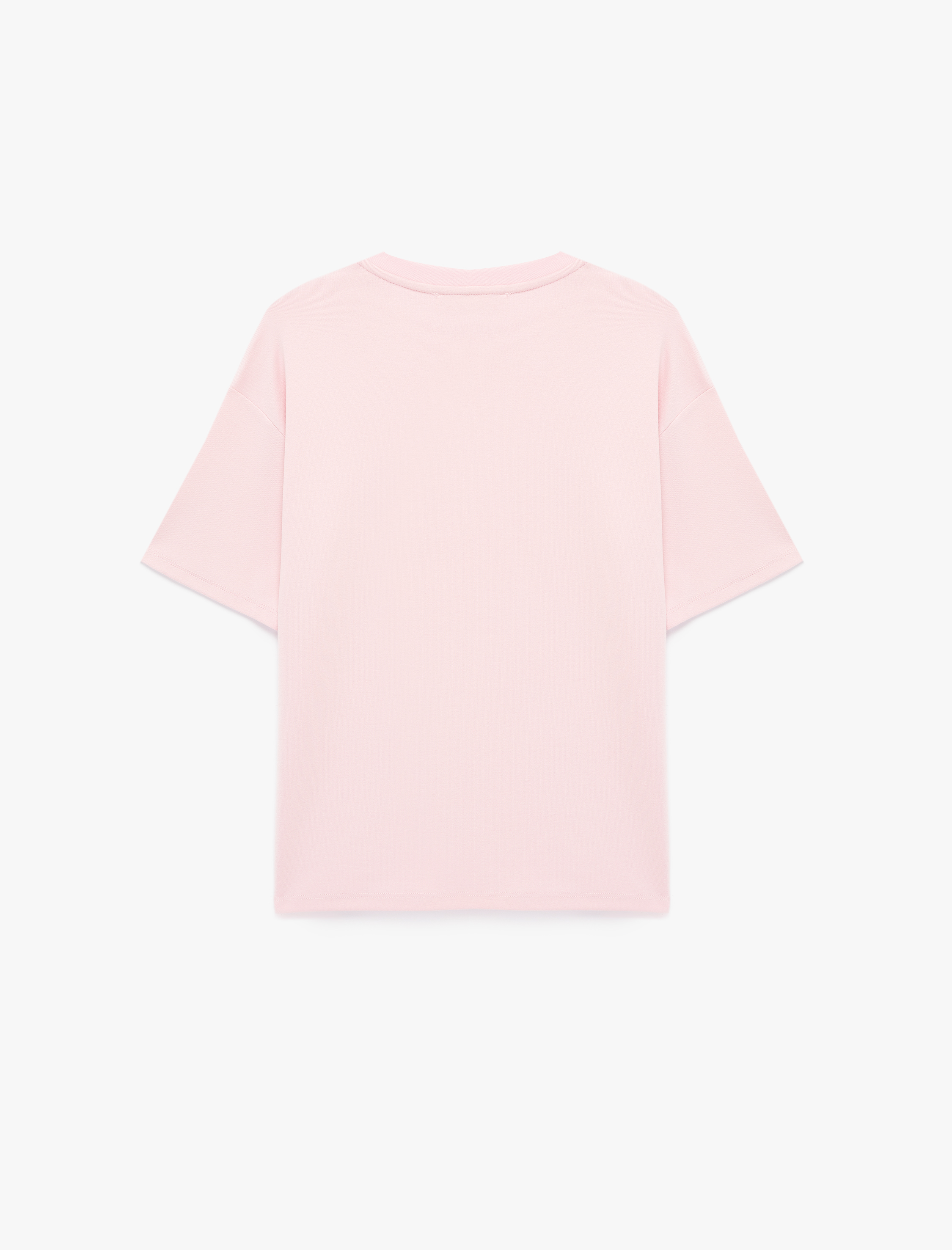   Kısa Kollu Bisiklet Yaka Modal Karışımlı Basic Oversize Tişört