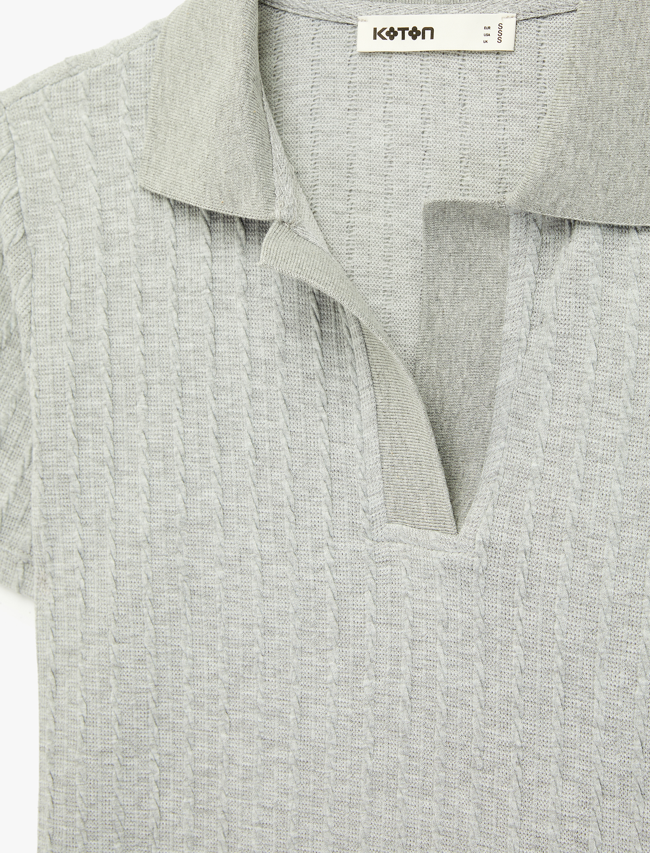   Slim Fit Kısa Kollu Dokulu Polo Yaka Tişört