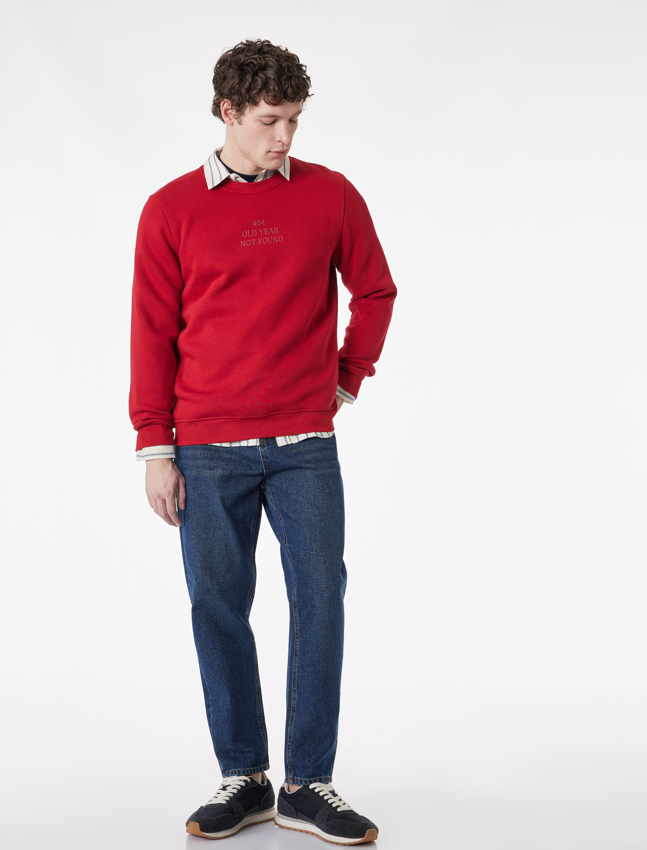 Uzun Kollu Şardonlu Yarım Fermuarlı Sweatshirt