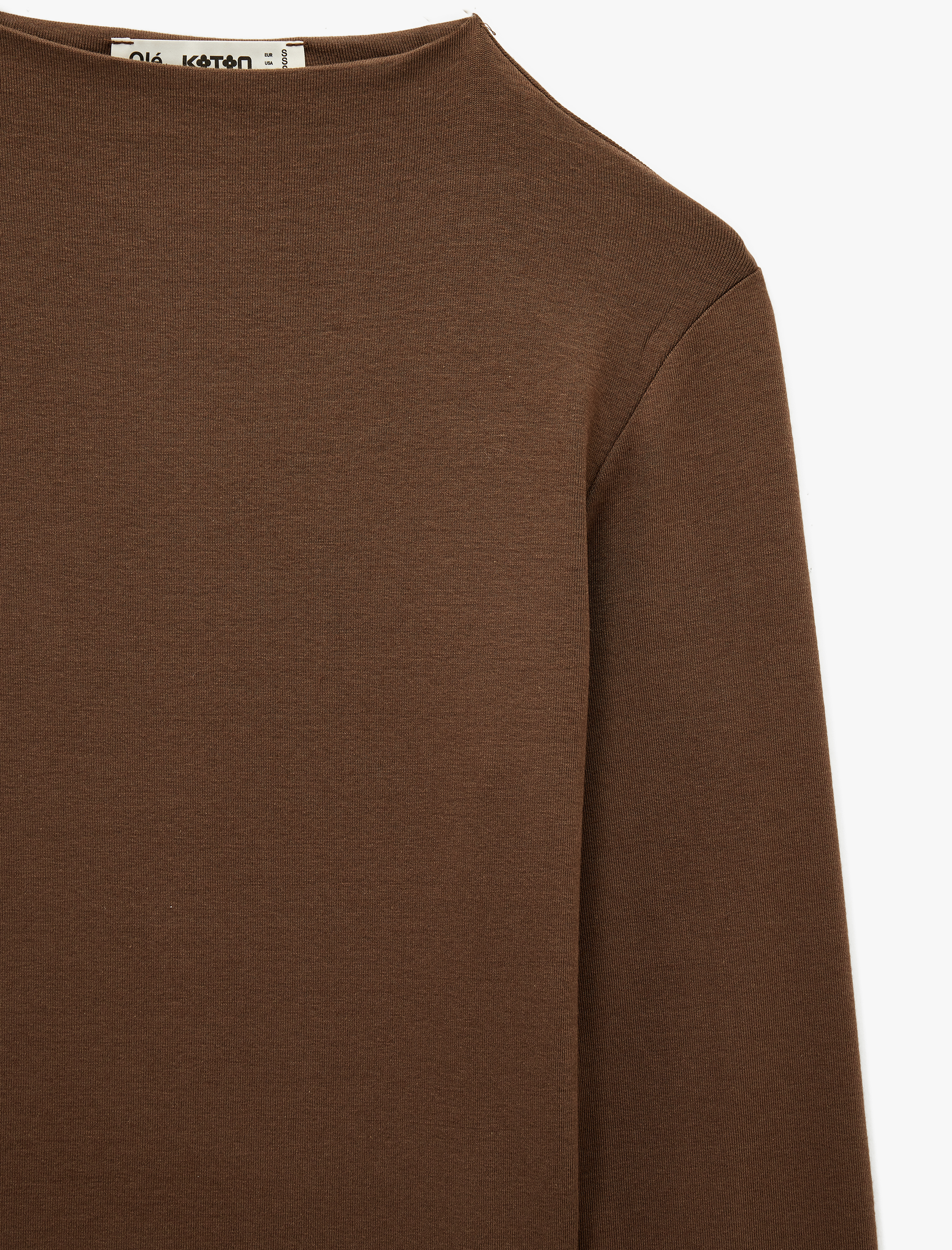   Dik Yaka Slim Fit Modal Karışımlı Basic Uzun Kollu Tişört