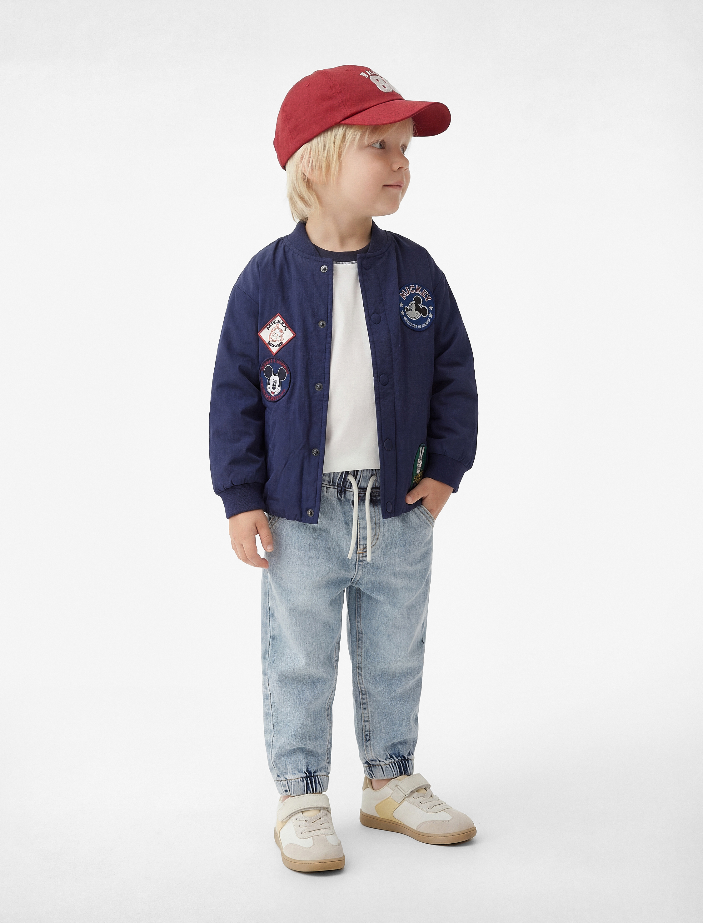  Erkek Bebek Pamuklu Beli Bağcıklı Lastikli Cepli Jogger Denim Pantolon