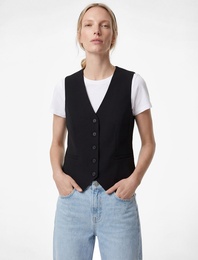 Klasik V Yaka Düğmeli Blazer Yelek