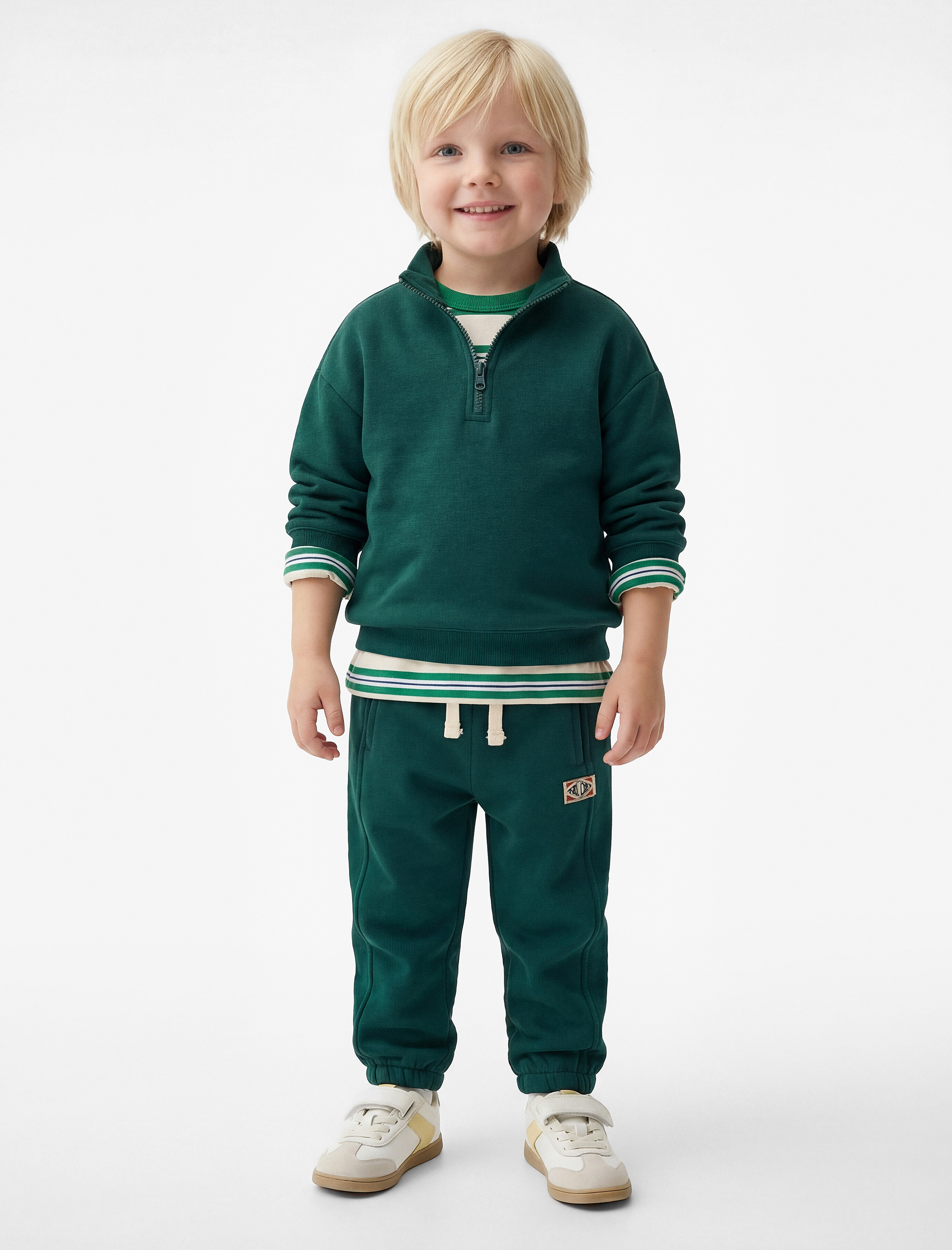  Erkek Bebek Beli Bağcıklı Cep Detaylı Pamuklu Jogger Eşofman Altı