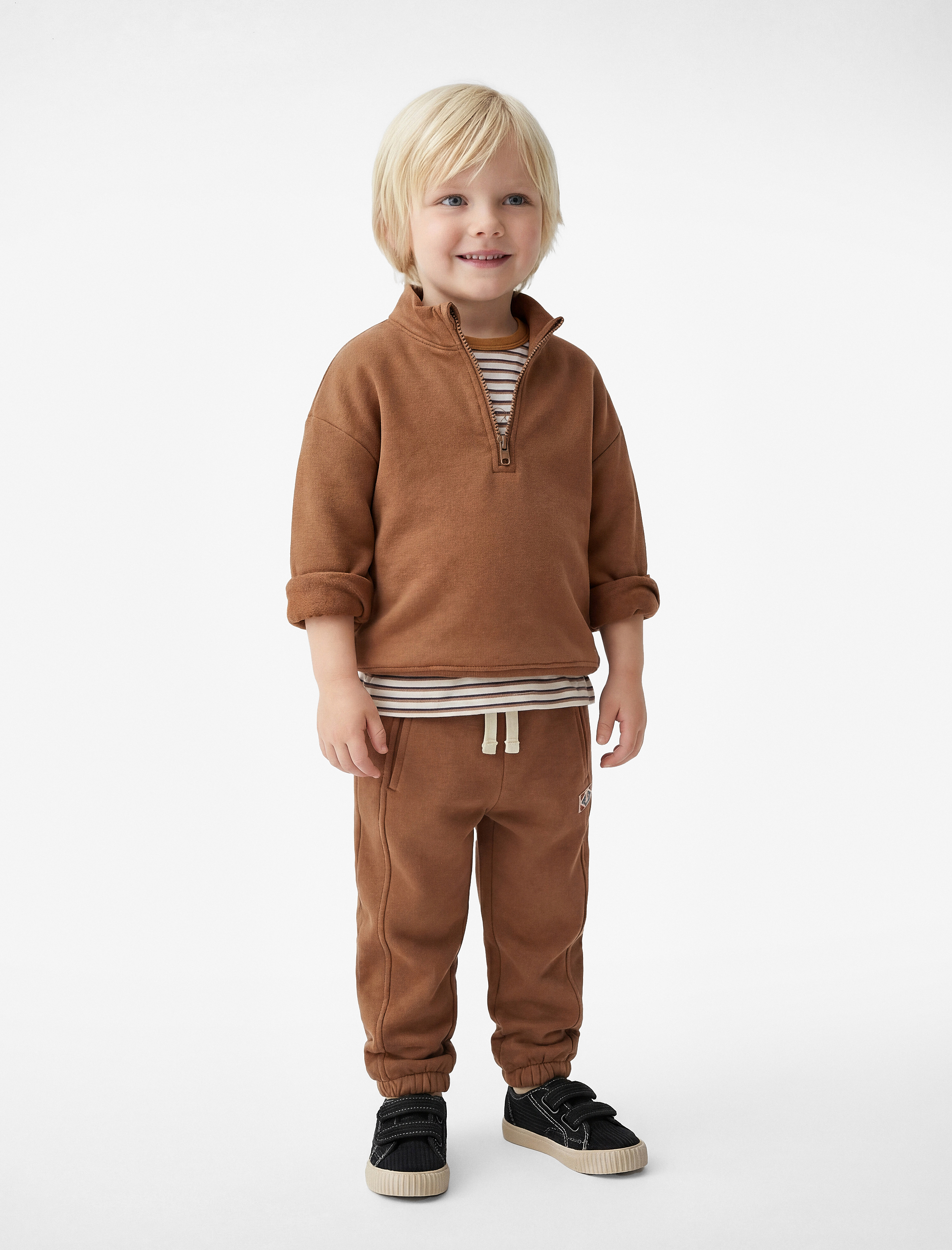  Erkek Bebek Beli Bağcıklı Cep Detaylı Pamuklu Jogger Eşofman Altı