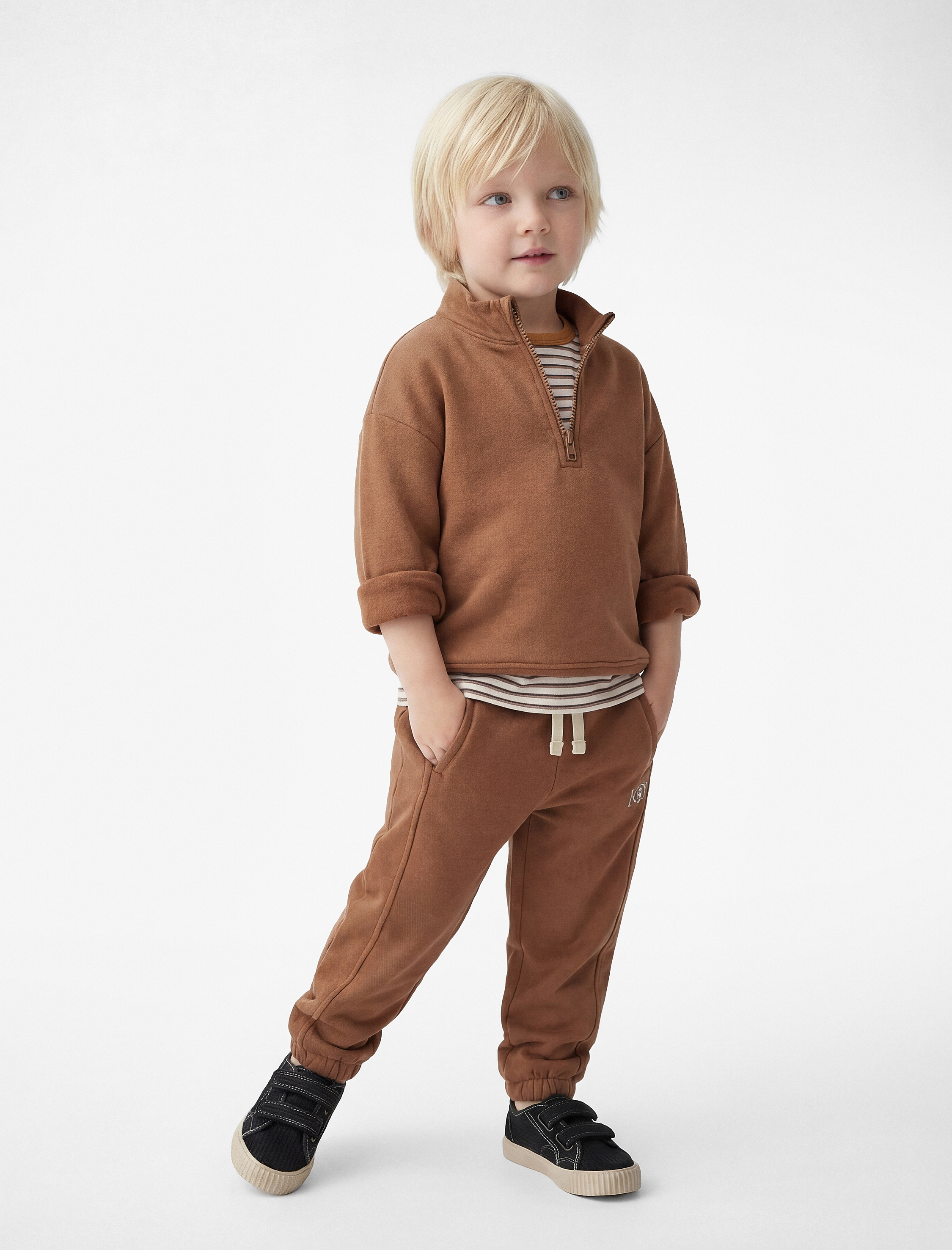  Erkek Bebek Beli Bağcıklı Cep Detaylı Pamuklu Jogger Eşofman Altı