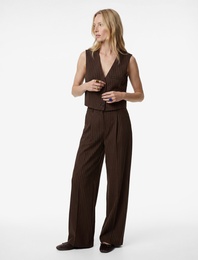 Düğmeli V Yaka Crop Çizgili Blazer Yelek