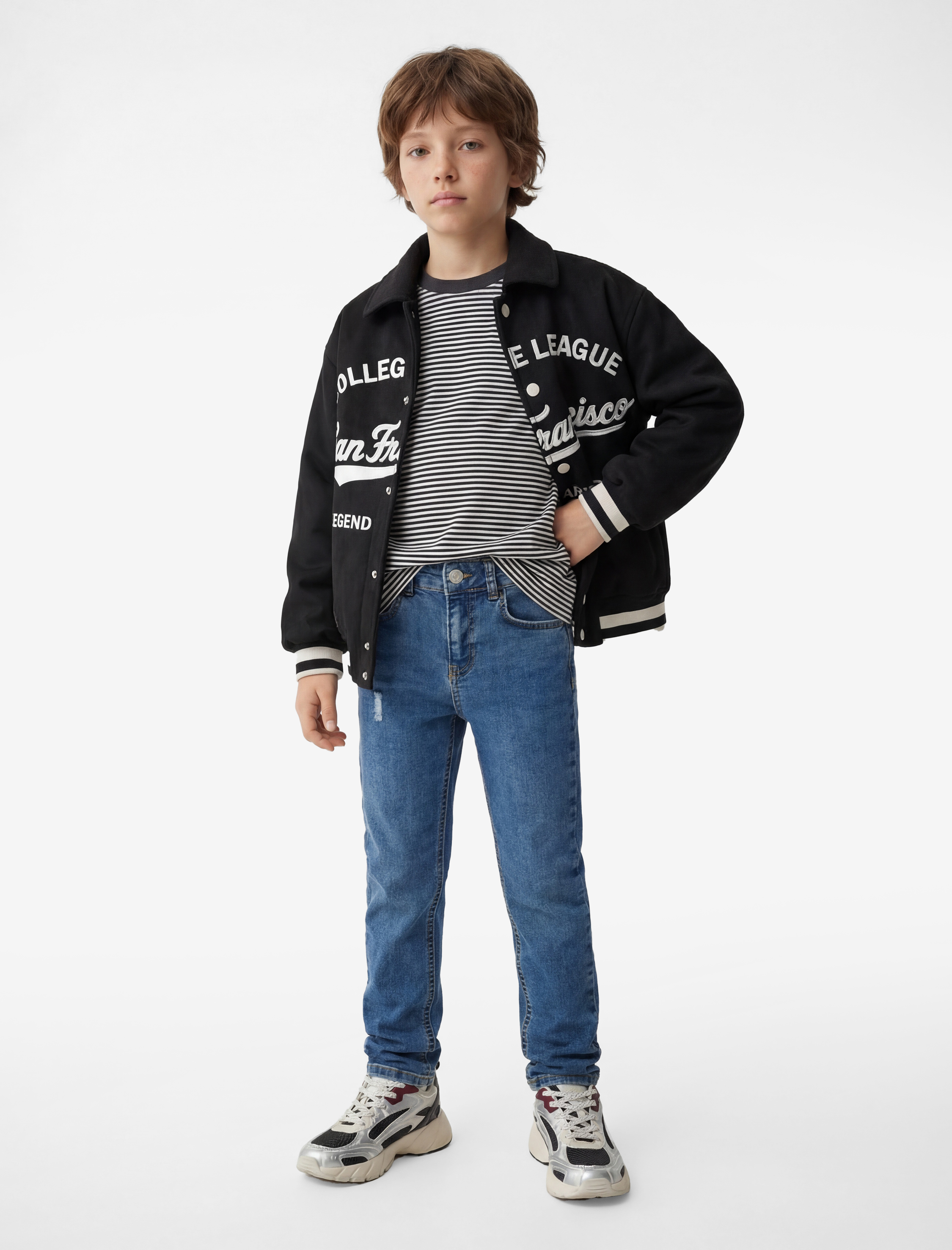  Erkek Çocuk Yıpratılmış Detaylı Ayarlanabilir Lastikli Denim Pantolon