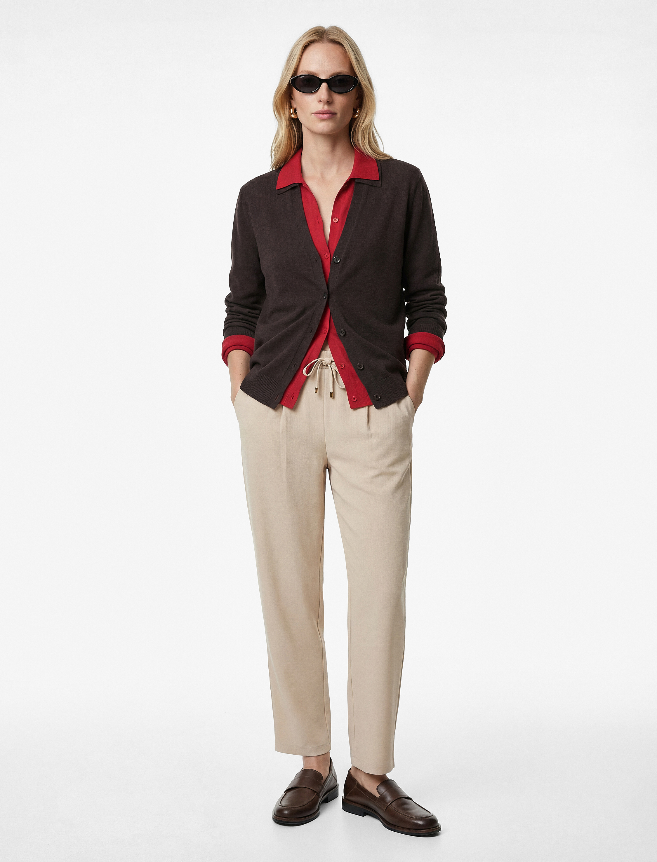   Slim Fit Beli Bağlamalı Cepli Havuç Kesim Pantolon