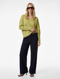 Yüksek Bel Kısa Geniş Paça Kumaş Pantolon