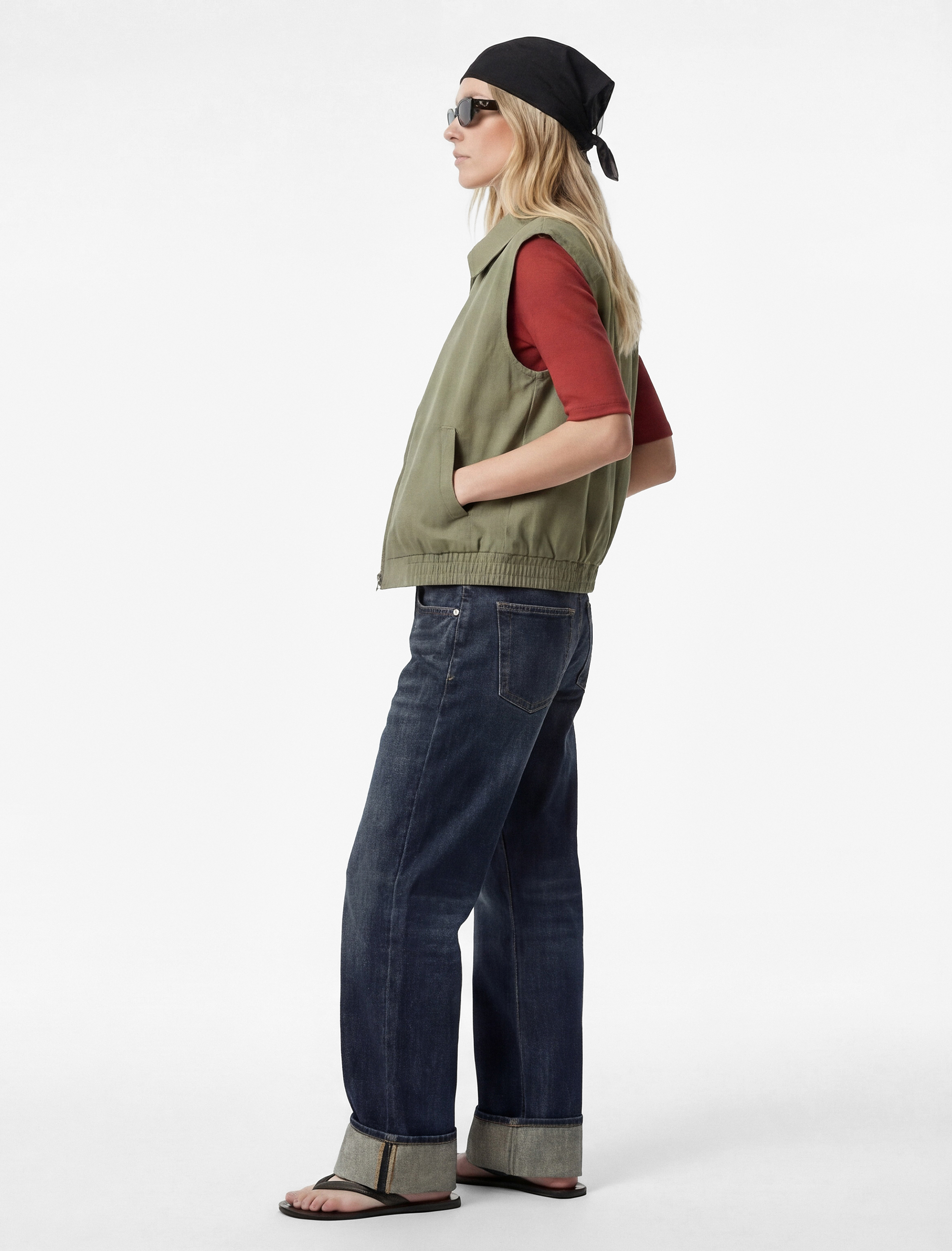   Regular Fit Cepli Fermuarlı Kolsuz Bomber Yelek