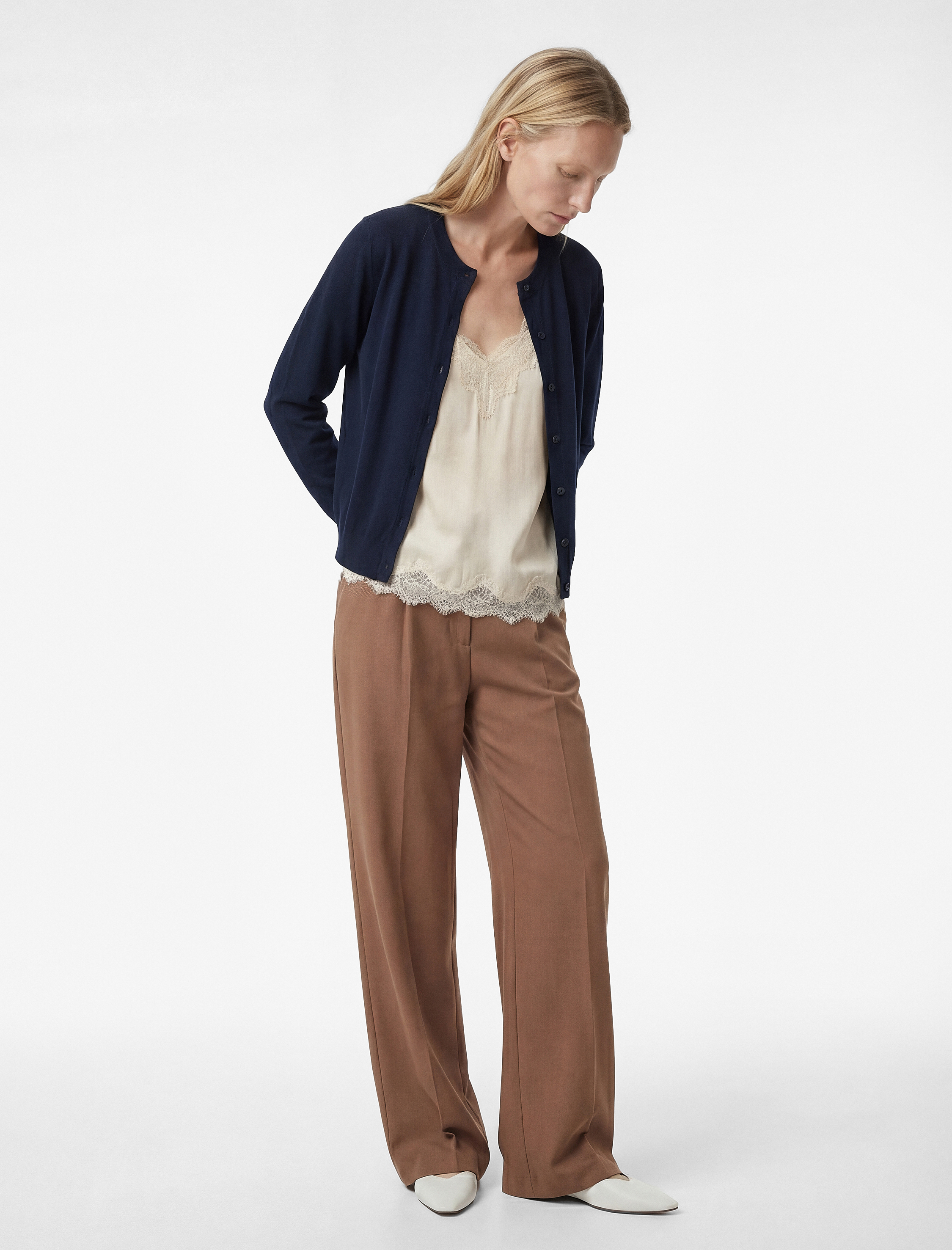   Pileli Cep Detaylı Geniş Paça Palazzo Pantolon