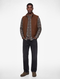 Kolsuz Cepli Hakim Yaka Fermuarlı Kaşe Yelek