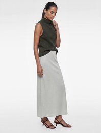 İnce Metalik İplik Detaylı Parıltılı Midi A Kesim Etek