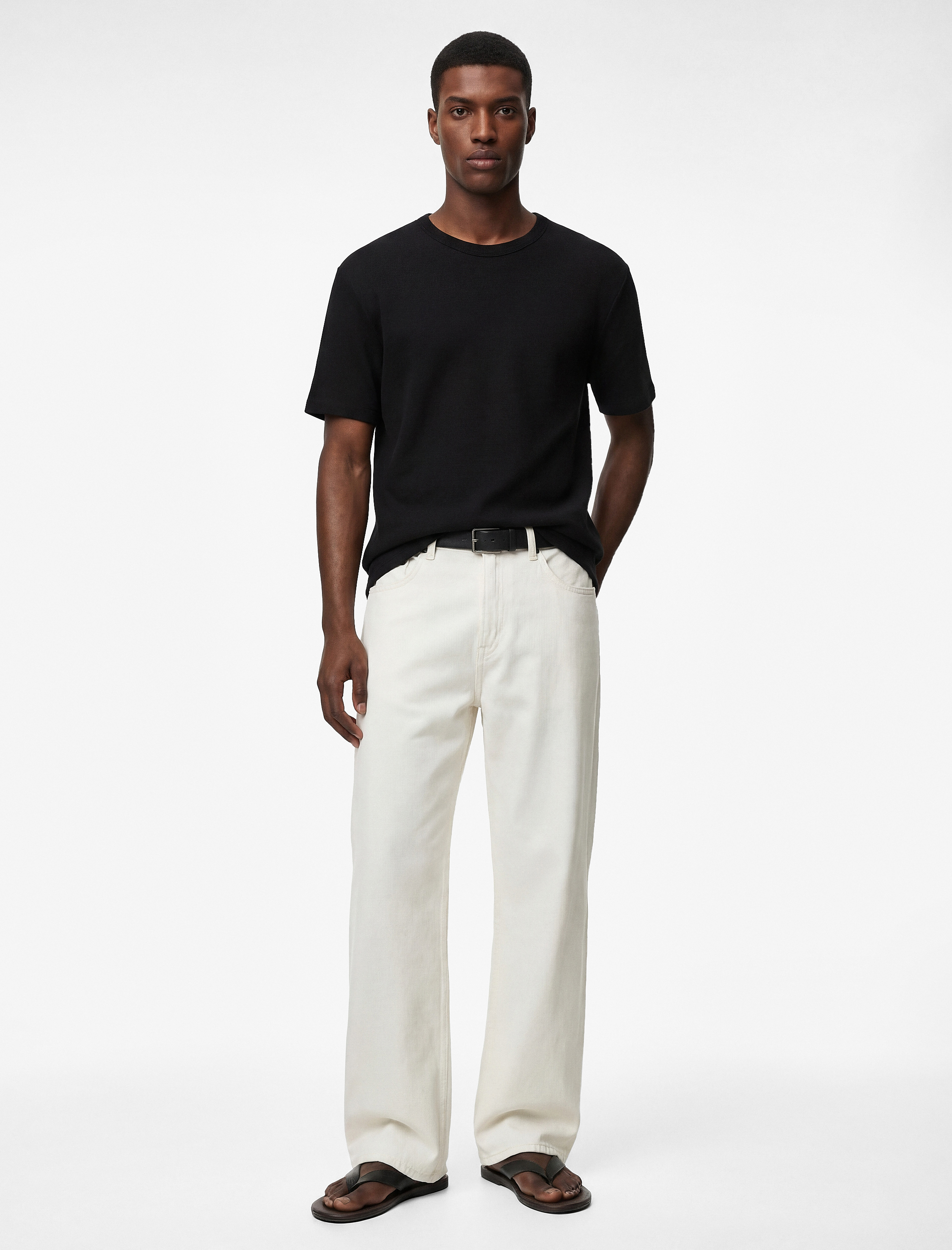   Kısa Kollu Dokulu Bisiklet Yaka Pamuklu Slim Fit Tişört