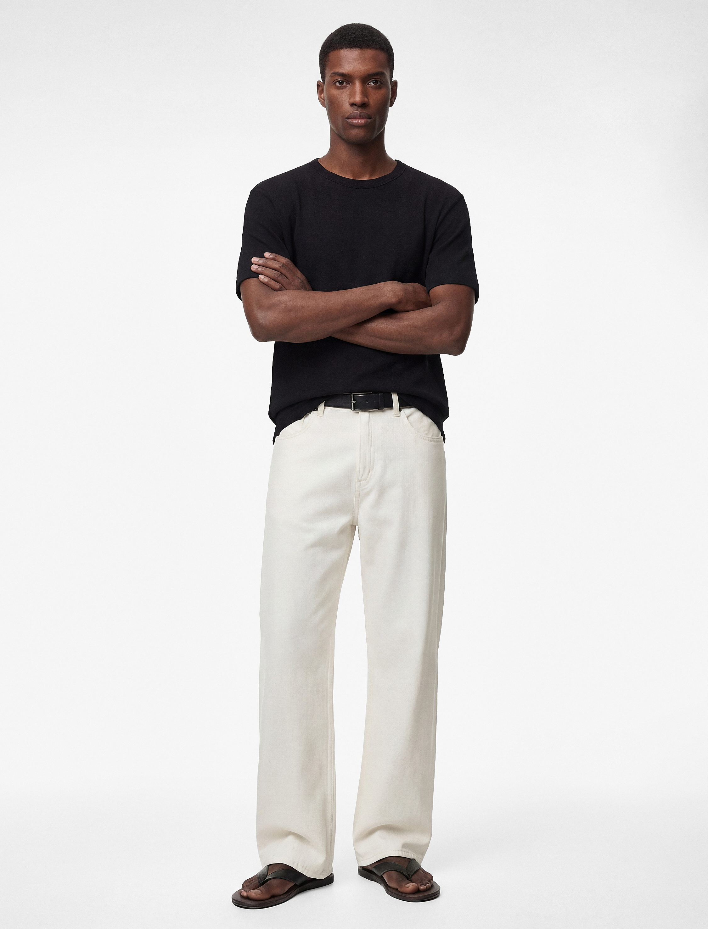   Kısa Kollu Dokulu Bisiklet Yaka Pamuklu Slim Fit Tişört