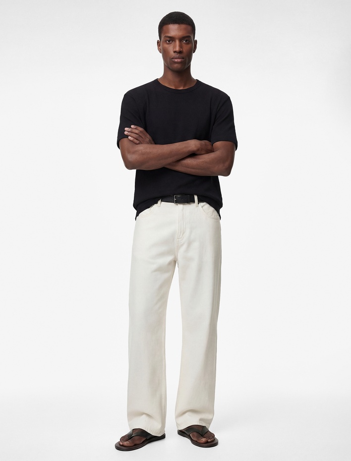  Kısa Kollu Dokulu Bisiklet Yaka Pamuklu Slim Fit Tişört