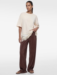 Yüksek Bel Geniş Paça Piliseli Pantolon