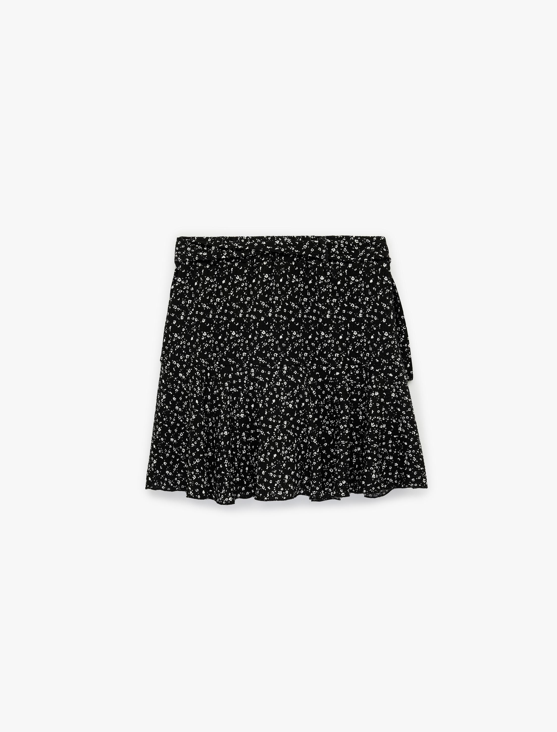   Çiçekli Volanlı Bürümcük Mini Şort Etek