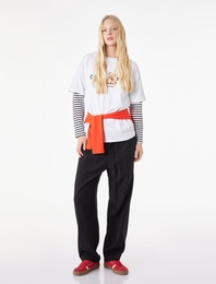 Cep Detaylı Düz Paça Beli Bağcıklı Viskon Havuç Pantolon