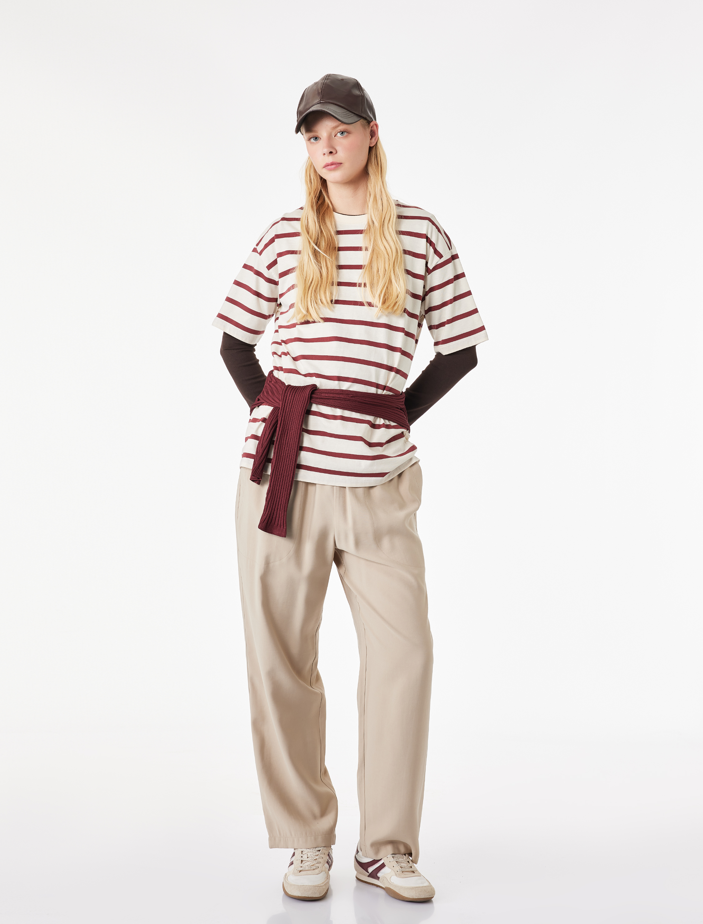   Cep Detaylı Düz Paça Beli Bağcıklı Viskon Havuç Pantolon