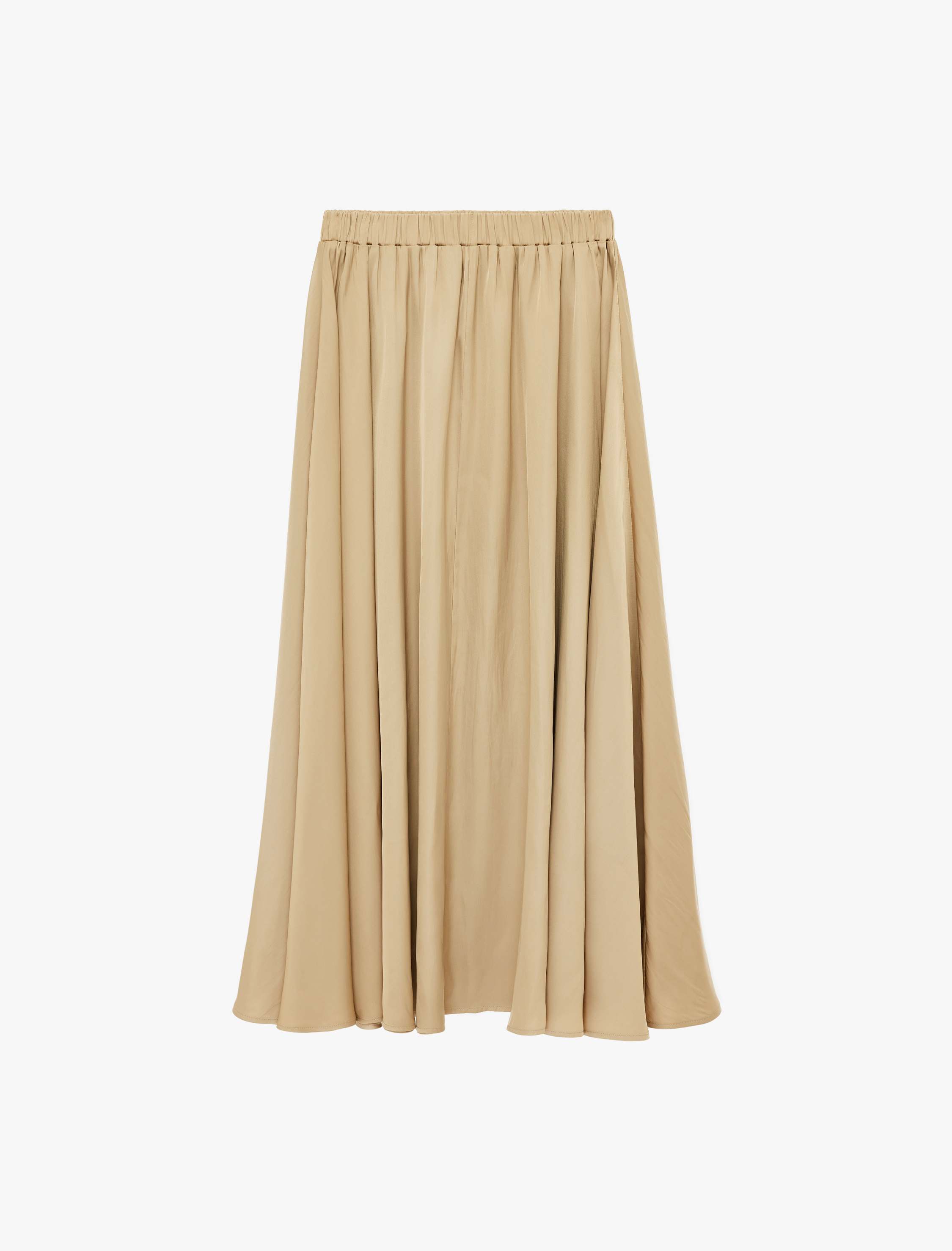   Pileli Saten Kloş Uzun Etek