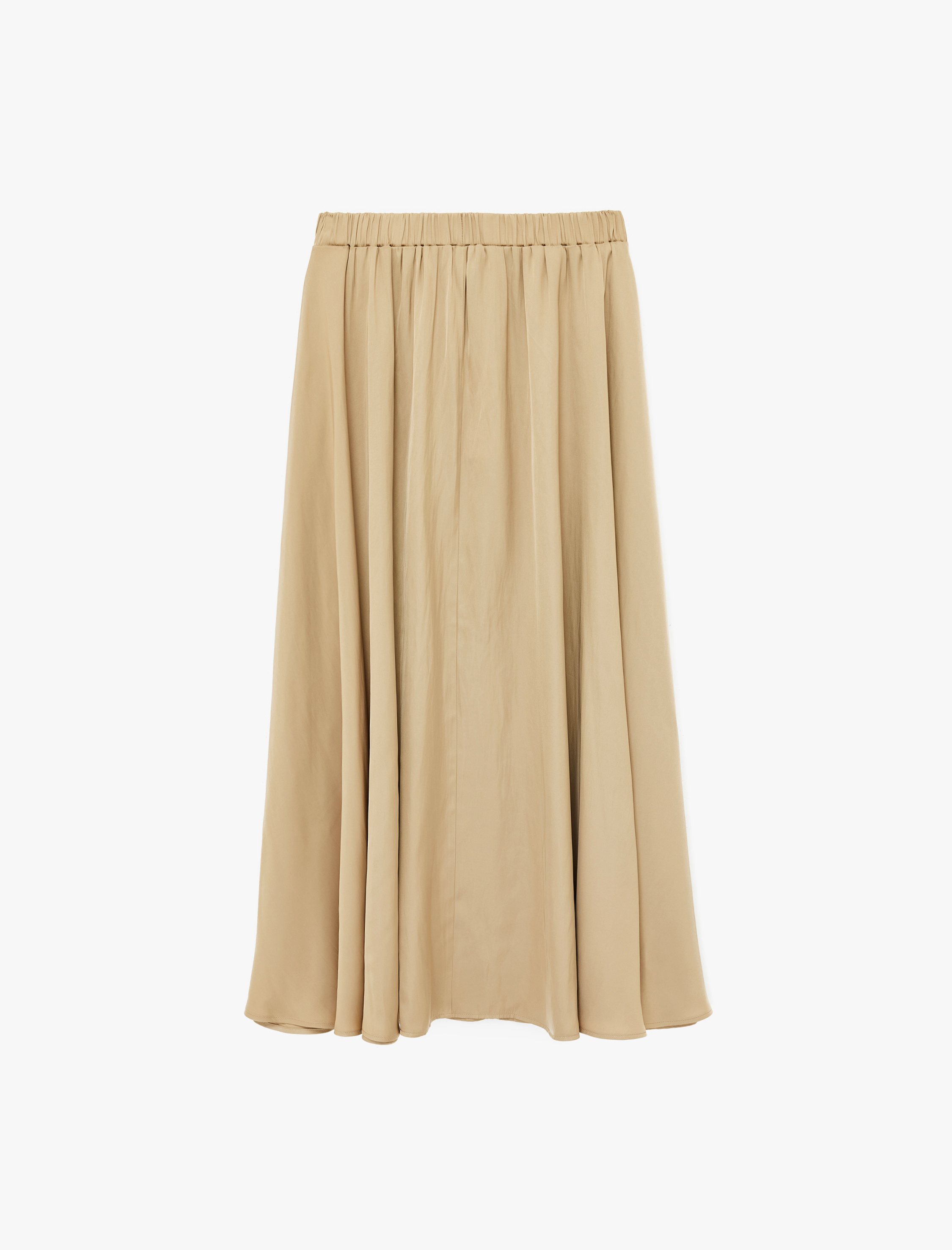   Pileli Saten Kloş Uzun Etek