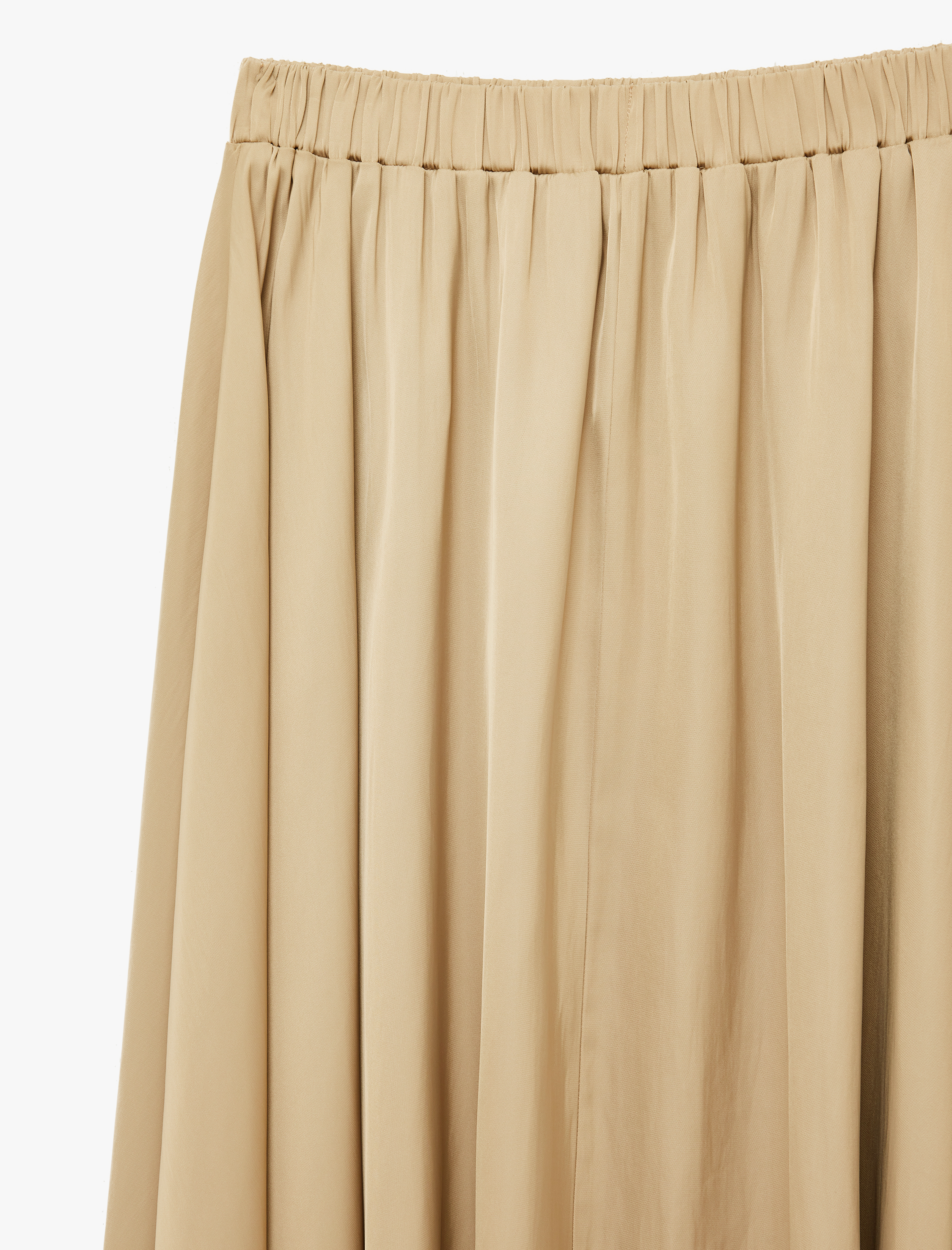   Pileli Saten Kloş Uzun Etek