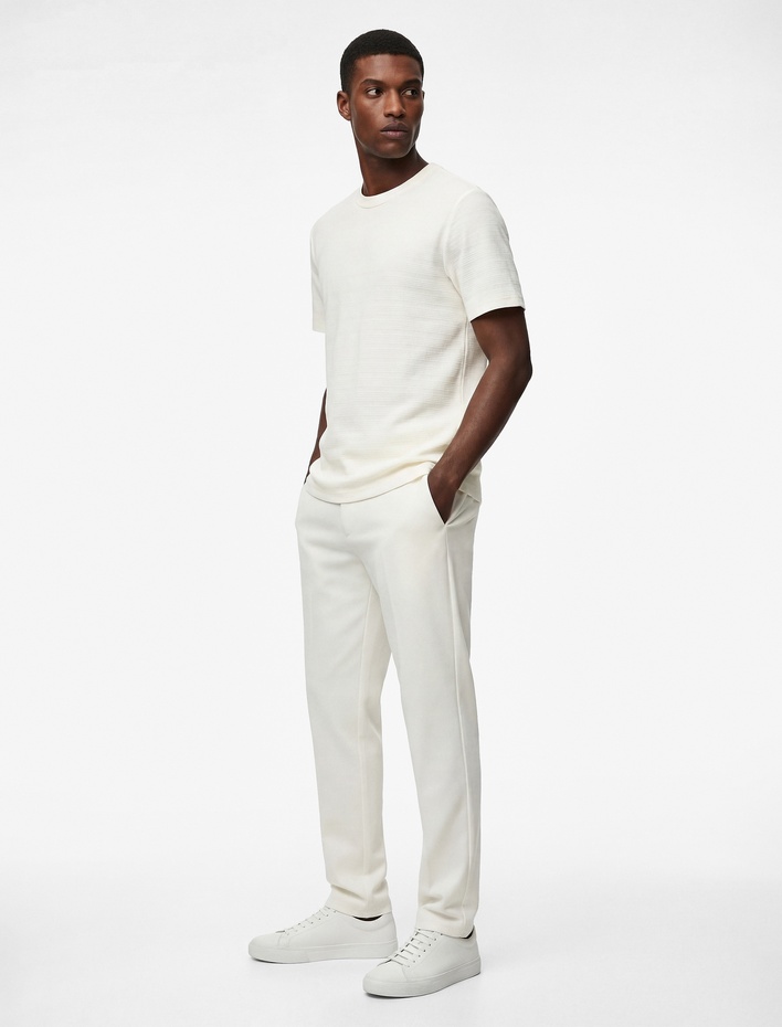  Slim Fit Viskon Karışımlı Cepli Düğmeli Chino Pantolon