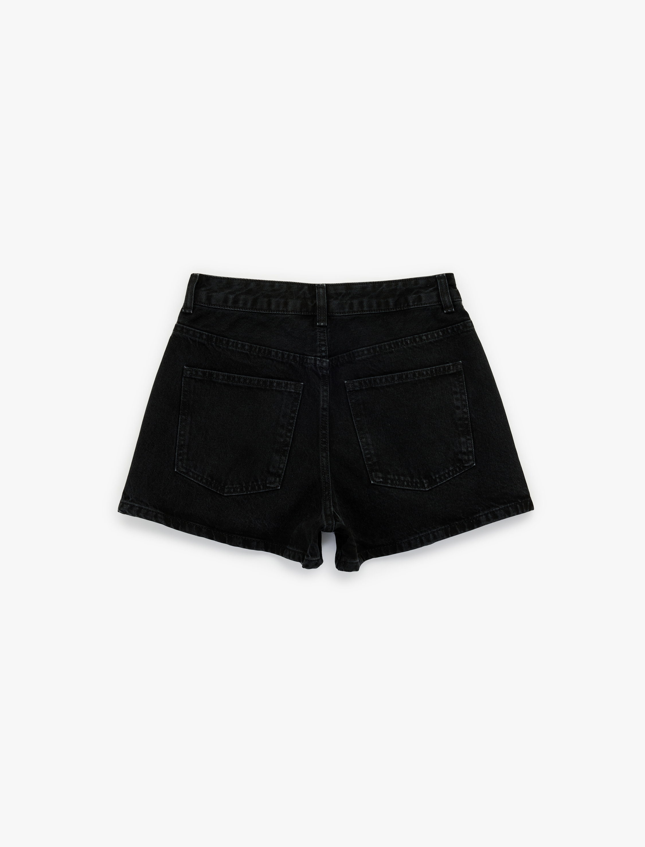   Normal Bel Düğmeli Pamuklu Rahat Kalıp Mini Denim Şort