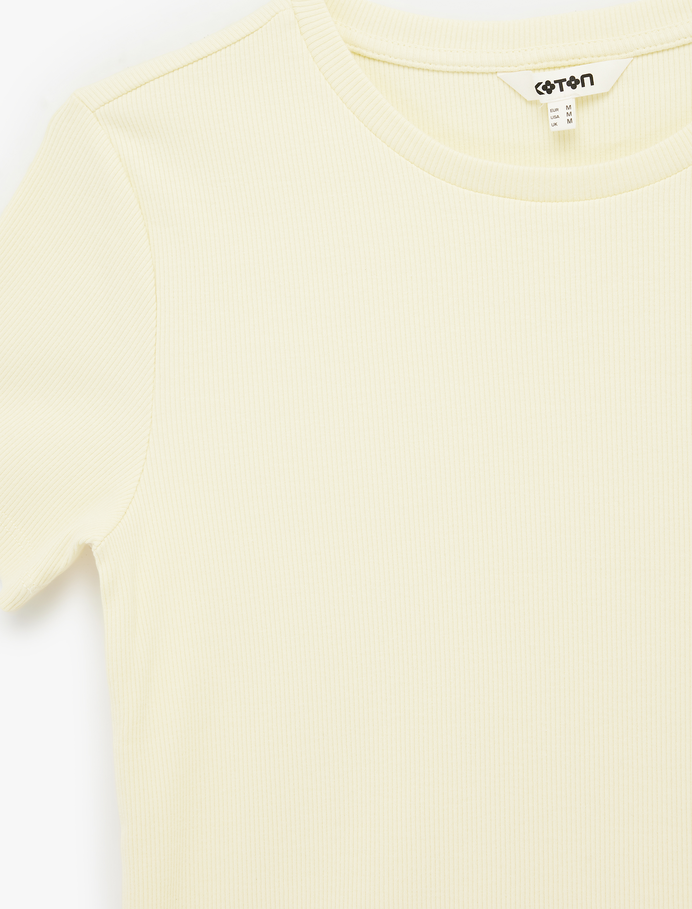   Pamuklu Slim Fit Kısa Kollu Bisiklet Yaka Nakış Detaylı Fitilli Tişört