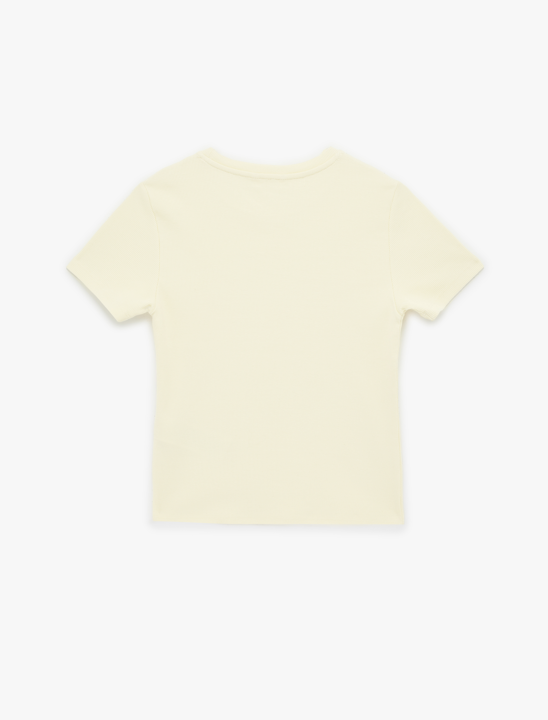   Pamuklu Slim Fit Kısa Kollu Bisiklet Yaka Nakış Detaylı Fitilli Tişört