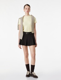 Pamuklu Slim Fit Kısa Kollu Bisiklet Yaka Nakış Detaylı Fitilli Tişört