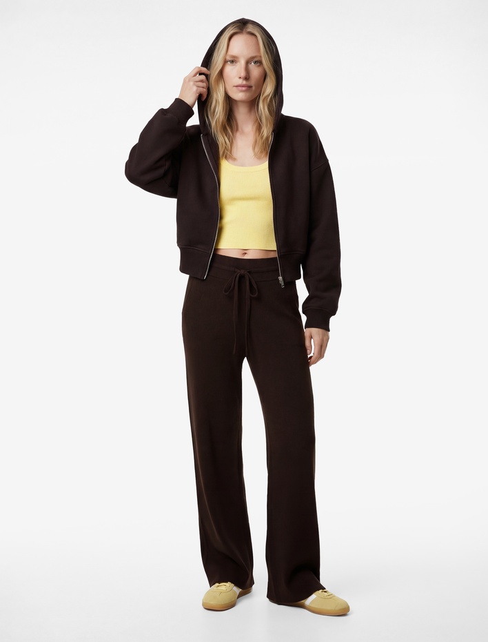  Beli Bağcıklı Cepli Yüksek Bel Triko Pantolon